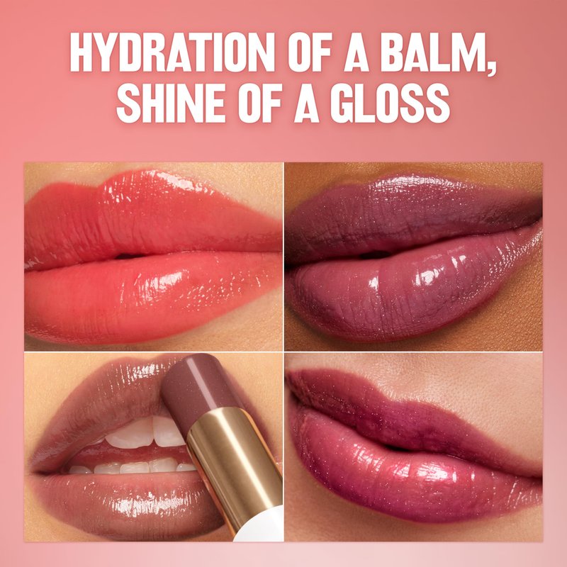 REVLON Super Lustrous Glass Shine Balm, Sheer Glossy Tinted Lip Balm, Hydrating Formula with Hyaluronic Acid, Aloe & Rose Quartz, 013 Toasting Glasses, 0.11 oz