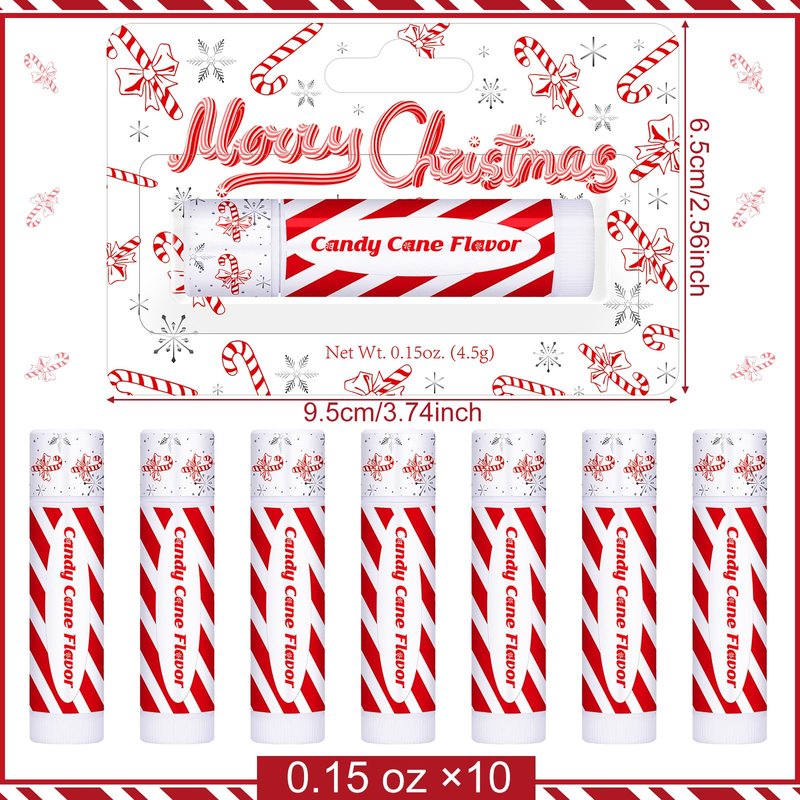 Sacubee 50 Pack Christmas Lip Balms Bulk Peppermint Candy Flavor Lip Balm Winter Holiday Flavor Christmas Party Gifts Stocking Stuffers Bulk for Women Employee Staff Coworkers