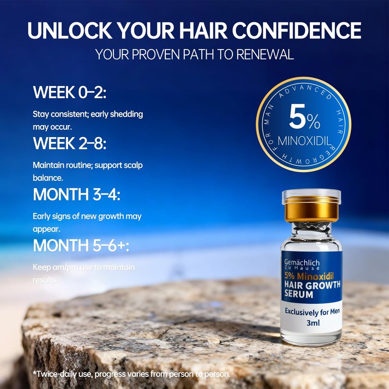 5% Minoxidil for Men Hair Growth with Biotin, Extra Strength Topical Minoxidil Solution Serum with Rosemary & Caffeine for Hair Regrowth Treatments, Non-Greasy, Helps Prevent Hair Thinning & Hair Loss