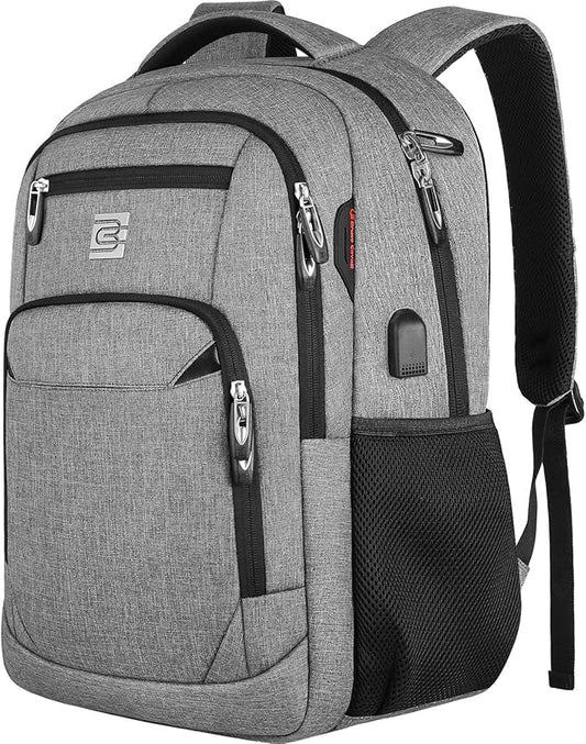 Volher 17 Inch Laptop Backpack, Business Anti Theft Slim Durable Laptops Backpack, Water Resistant College Computer Bag Gifts for Men & Women Fits 15.6 Inch Notebook-Grey