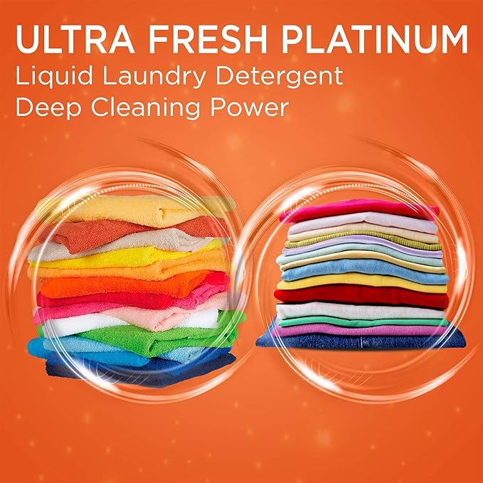 Ultra Fresh 6X Platinum 5 Gallon Laundry Detergent Liquid for All Machine Types with Easy Dispensing Pump, Up to 640 Loads, Mountain Fresh (6 Pack)