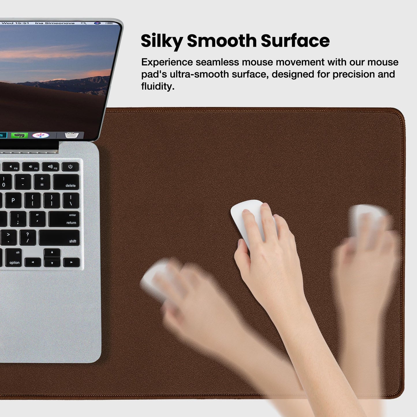 ALOANES Waterproof Mouse Pad with Durable Stitched Edge, Gaming Keyboard, Non-Slip Rubber Base Mouse Mat, Extended Desk pad for Gamer, Office& Home, Brown Mousepad 3XL(35.43"x15.74"x0.12")