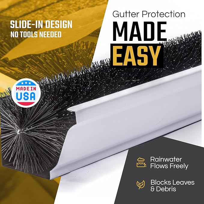 GutterBrush Gutter Guard for 5 Inch Gutters - 15 Ft DIY Leaf Filter Insert | Gutter Protection Brush Blocks Leaves & Debris | 4.25" Diameter - Alternative to Gutter Covers & Screens | Made in USA