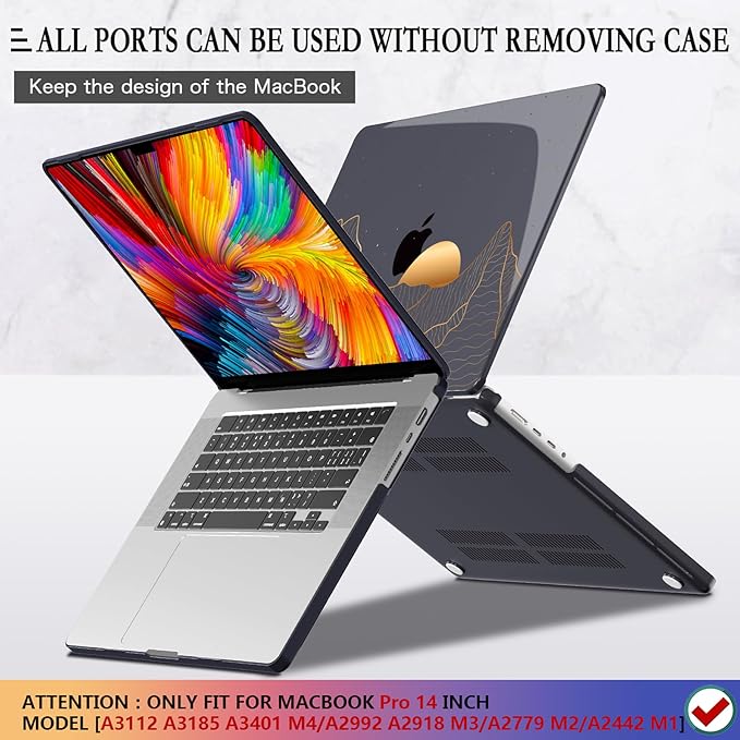 CISSOOK Compatible with MacBook Pro 14 inch 2026-2021 Release M5 M4 M3 M2 M1 Chip A3434 A3112 A3185 A3401 A2918 A2992 A2779 A2442, Hard Shell Case with Keyboard Cover&Screen Protector, Sun & Mountain