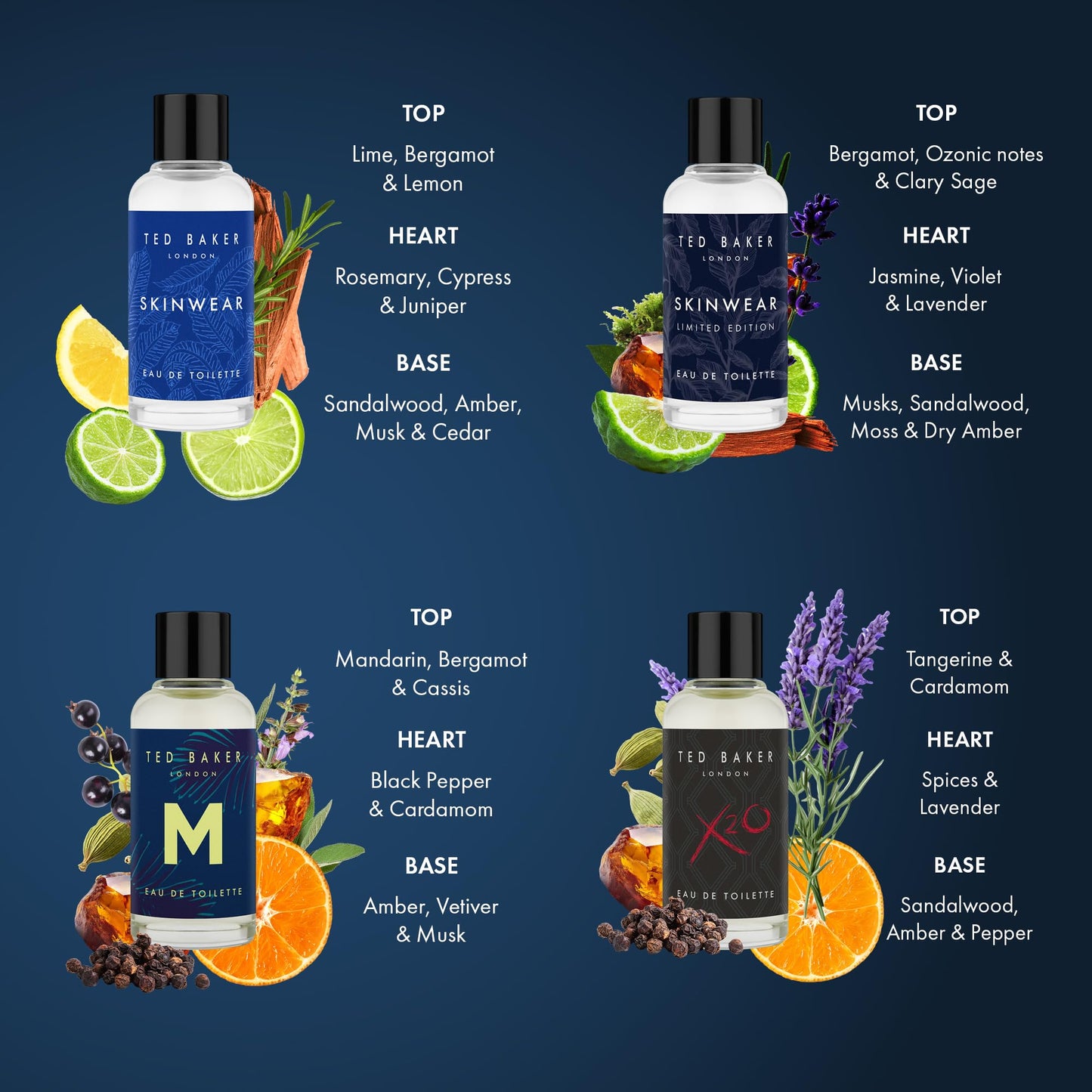 Ted Baker Mini Cologne Gift Set for Him Mini Eau de Toilette: Skinwear, Skinwear Limited Edition, M, X2O, Travel Friendly Men’s Fragrance Collection Great Gift Idea For Men 4 x 0.51 fl oz