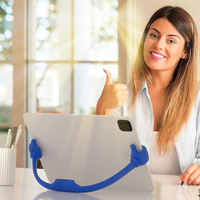 Honsky Adjustable Tablet Stand, Portable Phone Holder for Desk Bed - Multi-Angle Drawing Stand Compatible with All Tablets (Blue & Yellow)