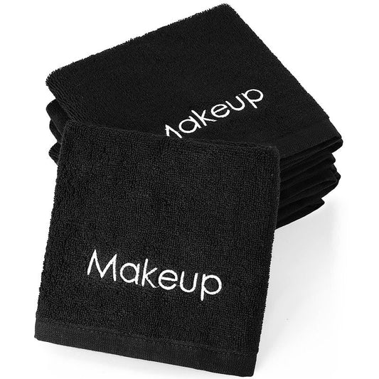 Panelee 12 Pcs Makeup Washcloths Bulk 13 Inch Black Makeup Towels Cotton Face Wash Cloths Facial Remover Cleansing Towels Cosmetic Water Absorbent for Women Hand Skin Care(12 Pcs)
