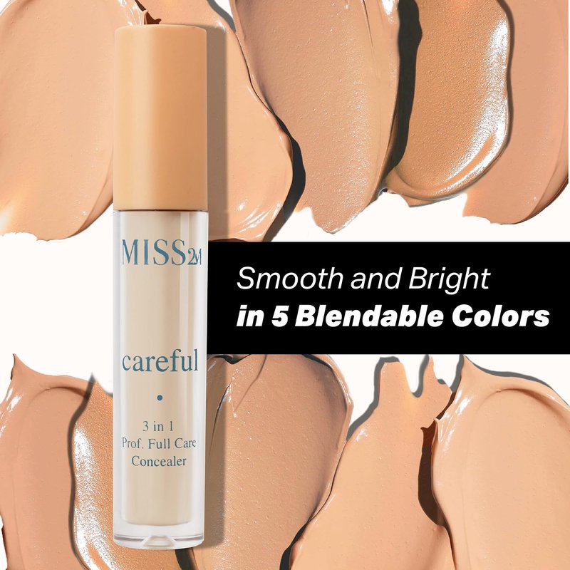 MISS2M Careful 3-in-1 Matte Concealer, Primer & Plumper with Full-Coverage Pigment for Face & Under Eye Concealer: 102 Neutral Fair, 0.2 Fl Oz