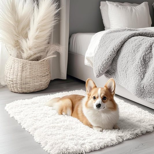 OLANLY Soft Fluffy Shaggy Small Rug - Machine Washable Indoor Carpet for Bedroom & Nursery | Ivory 2x2 ft