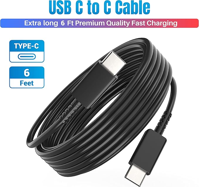 TT&C 2-Pack 30W USB-C Fast Charger with 6.6FT Type C Cables, PD 3.0 Wall Plug Compatible with iPhone 17 16 15, Galaxy S26 S25 Ultra & iPad (Black)