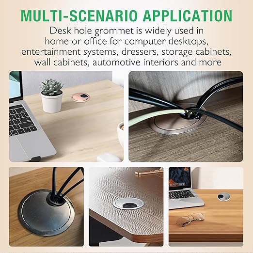 EASYEAH 1 Pcs Desk Grommet 2-3/8" / 60 mm, Desk Cord Hole Cover, Cable Grommet Metal Zinc Alloy Materilal, Desk Hole Grommet for Home & Office Pc, Detachable Cable Cord Organizer-Bronze