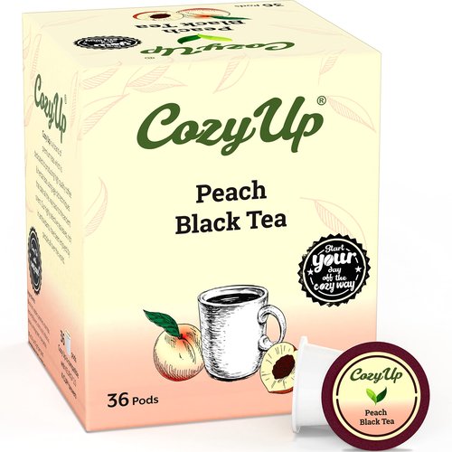 Cozy Up Peach Black Tea K-Cup Pods, 36-Count, Compatible with Keurig Brewers