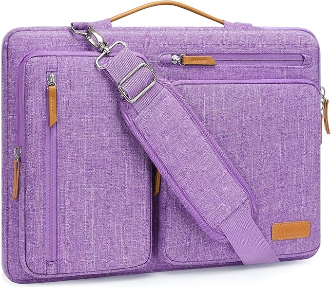 MOSISO 360 Protective Laptop Shoulder Bag,13 inch Computer Bags Compatible with MacBook Neo 13 inch 2026/Air M5 M4 M3 M2 M1/Pro 13 2026-2016,Side Open Messenger Bag with 4 Zipper Pockets, Lilac