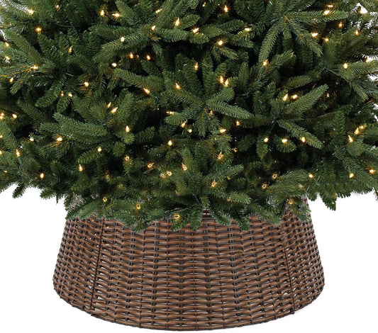 Regine Switzerland Christmas Tree Collar - 23” Handmade Rattan Wicker Base Cover for Holiday Decor