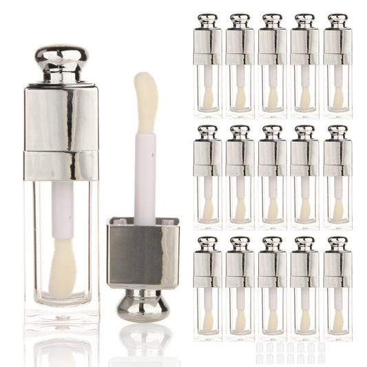 COSIDEA 18PCS Empty 8ML Square clear Lip Gloss Tube Silver big doe foot wand lipgloss tubes for Lip oil tint bottles container