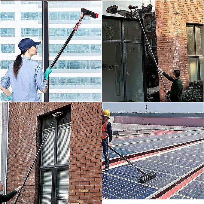 6m Solar Panel Cleaning Brush and Pole,Photovoltaic Panel CleaningTrucks Windows Water Fed Extendable Brush Roof Cleaning Tools Conservatory roof Cleaner,30cm-3.6m