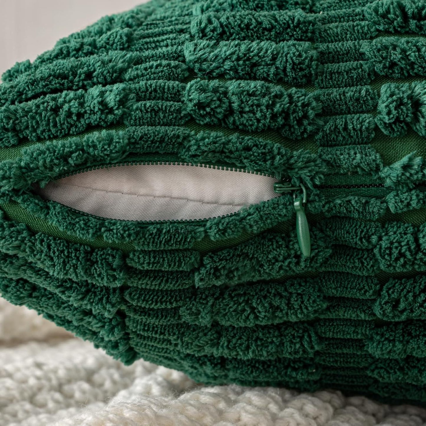 MIULEE Decorative Pillow Covers - Soft Dark Green Corduroy, 20x20 Inch | Boho Striped Design for Modern Home Decor