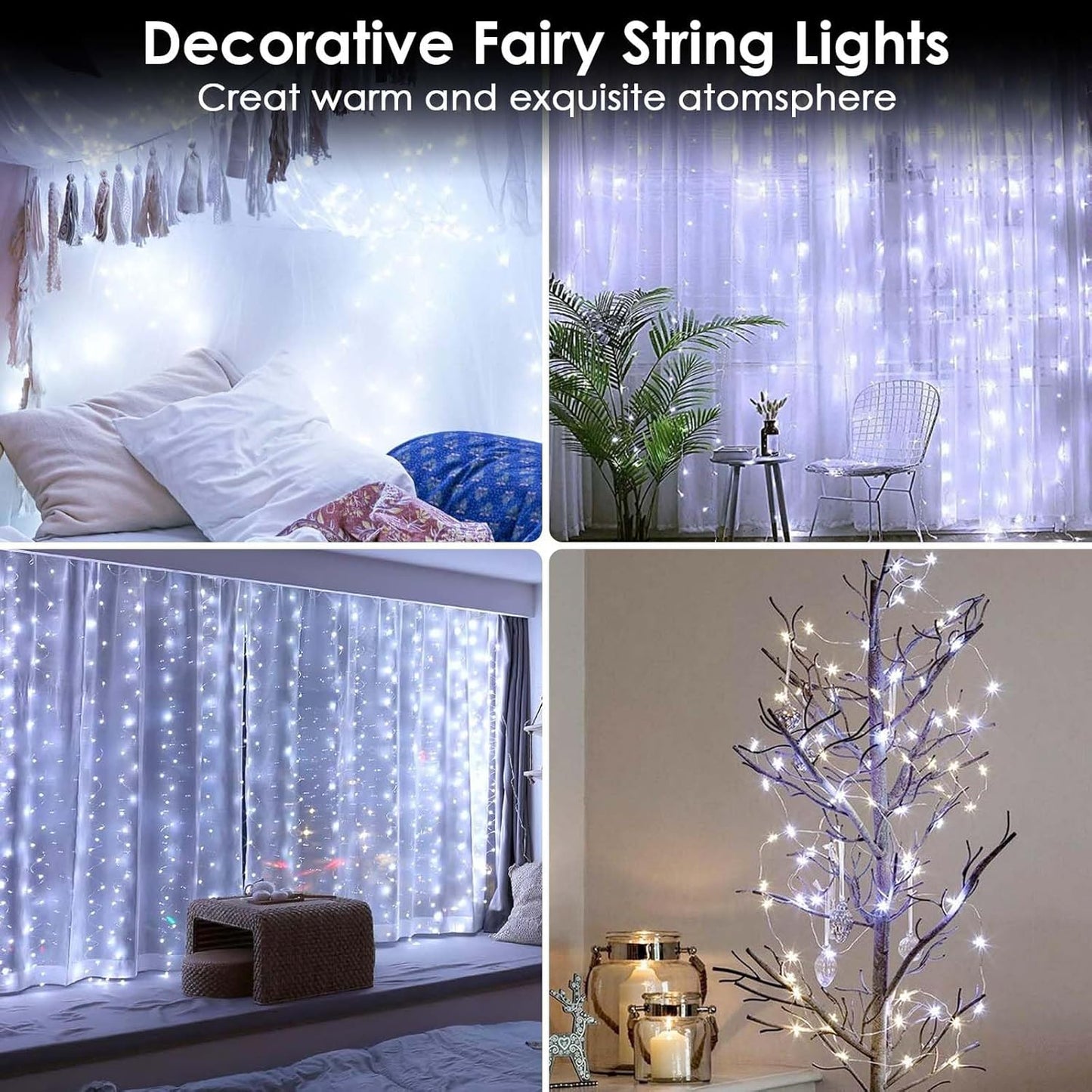 Skiennix 66FT Battery Operated Fairy Lights - 200 LED Waterproof String Lights with Remote & Timer for Indoor/Outdoor Decor