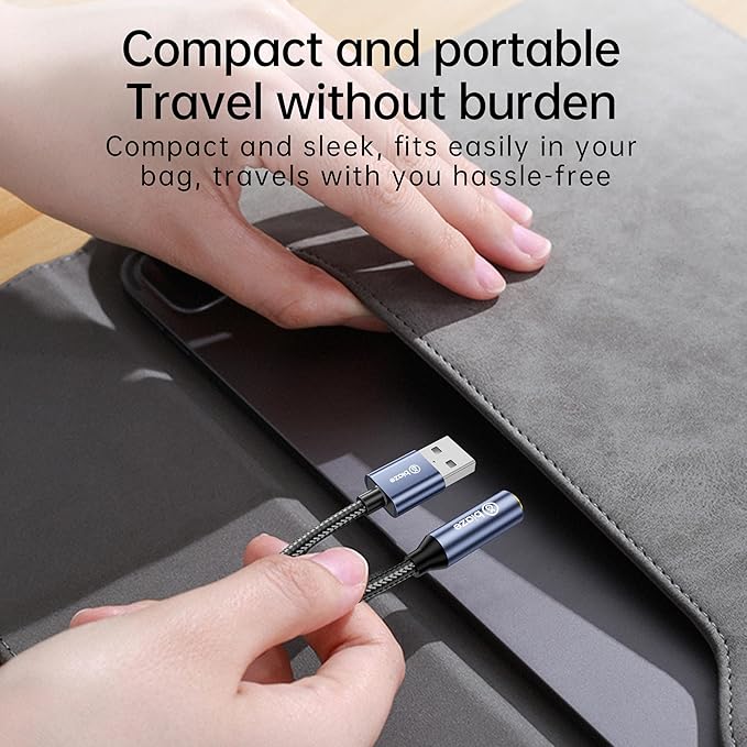 biaze USB to 3.5mm Jack Audio Adapter, External Stereo Sound Card USB-A to Audio Jack Adapter with Auxiliary Stereo Converter, Compatible with Desktop, Laptop Mac, Linux and More!