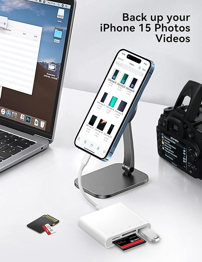 OPxjzws SD Card Reader, USB C to Micro SD/TF/CF Memory Card Reader, 4 in 1 USB Type C Camera Adapter for iPhone 15, iPad Pro, MacBook, Supports Memory Card SD/Micro SD/TF/Compact Flash