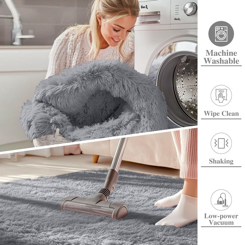 OLANLY 2x3 Machine Washable Small Bedside Rug, Soft Fluffy Shaggy Entryway Throw Rugs for Bedroom, Living Room, Indoor Floor Carpet for Kids Girls Boy, Nursery Rooms, Home Decor Aesthetic, Light Grey