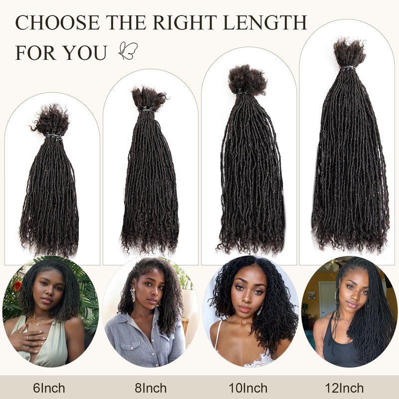 DAIXI Handmade Interlocking Sisterlocks Curly Tips 100% Real Human Hair Permanent Micro Locs Extensions Natural Looking Soft Dreadlocks Can Be Bleached and Dyed (1B - 0.2cm, 10 Inch 30 Strands)