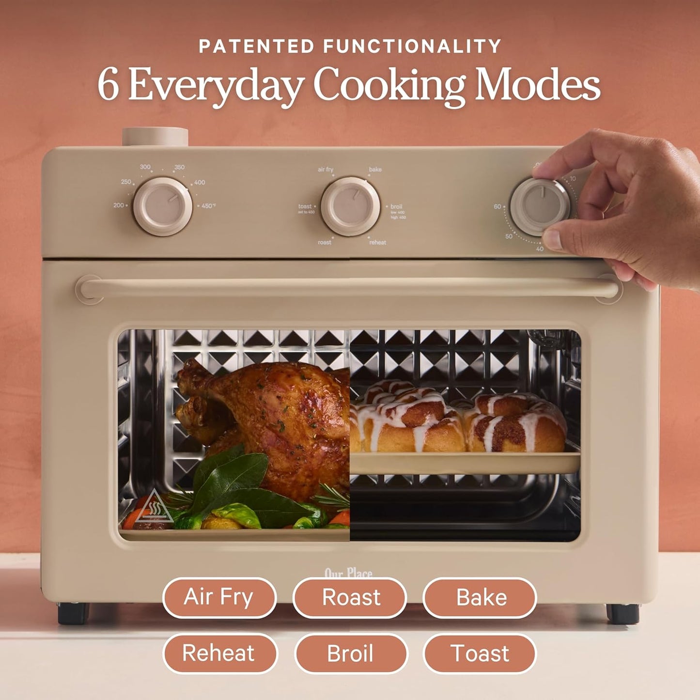 Our Place Large Wonder Oven - 6-in-1 Stainless Steel Air Fryer Toaster Oven Combo | 31.7 QT Capacity - Toast, Roast, Bake, Reheat, Broil & Steam | Spice