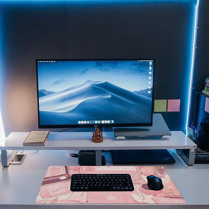 Eflxamz Large Gaming Mouse Pad for Desk,Pink Kawaii Anime Girl Desk Desk Mat,Kawaii Anime Desktop Desk Pad,Extended Big Computer Keyboard Mouse Pad with Non-Slip Base and Stitched Edge,31.5"x11.8"