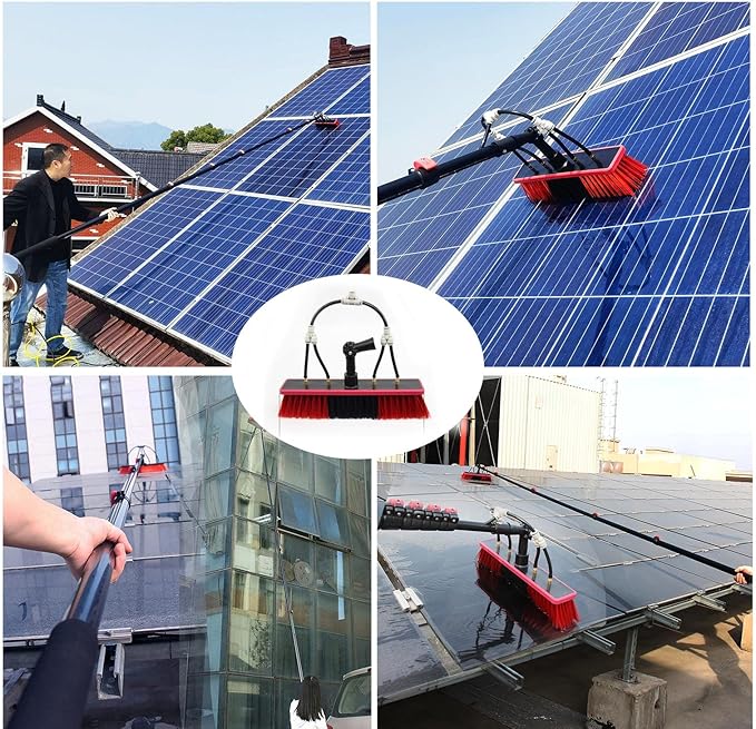 Solar Panel Cleaning Brush Kit - 20ft Telescopic Window Cleaner for Photovoltaic Panels & Conservatory Roofs - Ultimate Water-Fed Pole Cleaning Solution