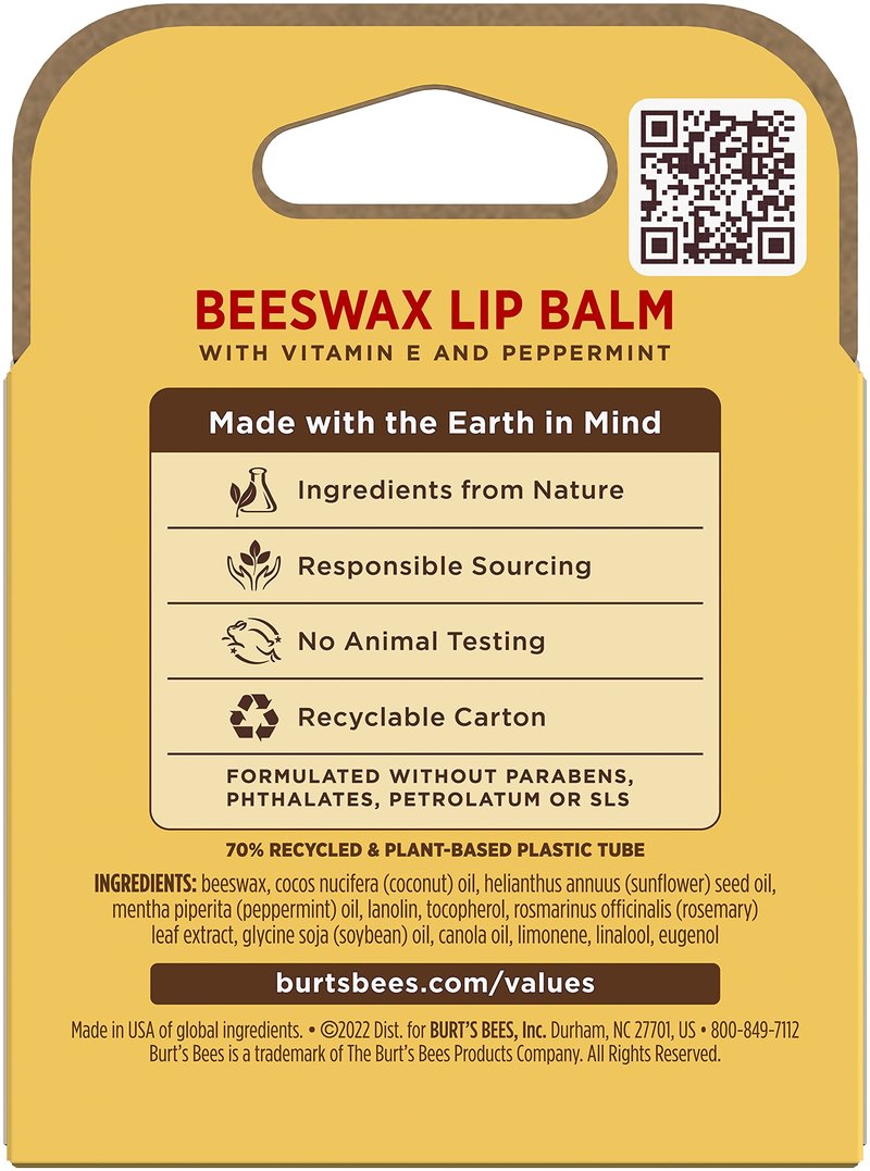 Beeswax Lip Balm Pack by Burts Bees for Unisex - 4 x 0.15 oz Lip Balm (Pack of 2)