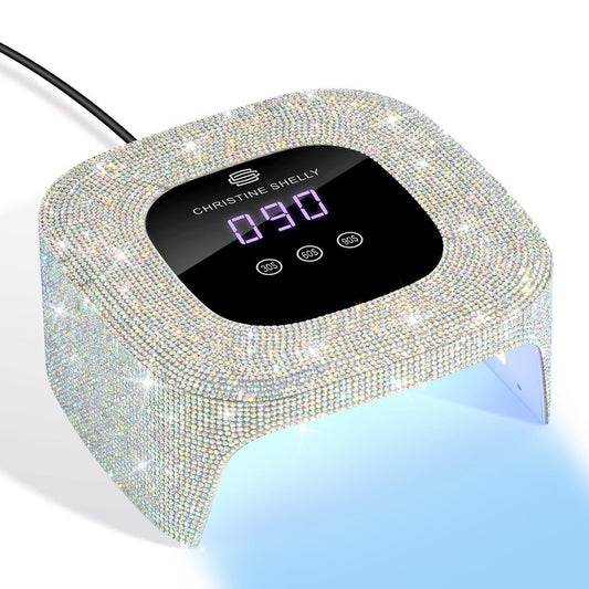 CHRISTINE SHELLY UV Nail Lamp, UV Light for Gel Nails,48W Plug-in Mini Diamond Nail Lamp Nail Dryer with Touch Control Auto Sensor and 3 Timer Settings Nail Light Portable Curing Lamp (AB Diamond)