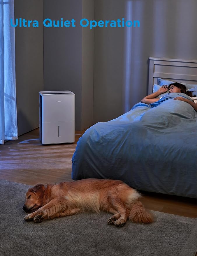Midea 3,000 Sq. Ft. Dehumidifier for Basement, With Reusable Air Filter 35 Pint - Ideal For Basements, Large & Medium Sized Rooms, And Bathrooms (White)