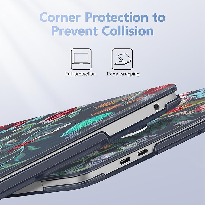 Lepeoac Case for MacBook Pro 13 inch Case M2 2022-2016 A2338 M1 A2251 A2289 A2159 A1989 A1708 A1706, Plastic Hard Shell + Keyboard Cover + Dust Plug, Flowers & Herbs