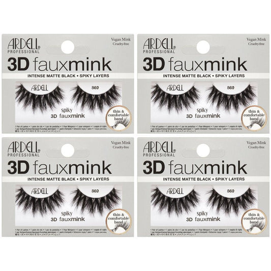 Ardell 3D Faux Mink Lashes 869 – Spiky Layers Wispy Lashes, Rounded Lash Strips False Eyelashes, Vegan Mink, Crisscross Falsies, 4 Pack