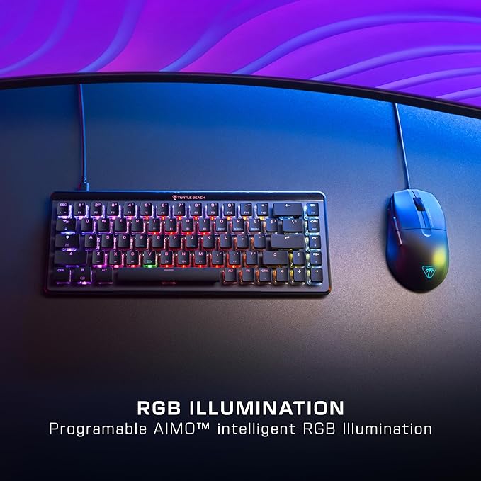 Turtle Beach Pure SEL Wired RGB Gaming Mouse, Ultra-Light 49g Ergonomic Design, 8000 DPI Optical Sensor, Mechanical Switches, Pretension System, Pure PTFE Glides, AIMO RGB Lighting – Black