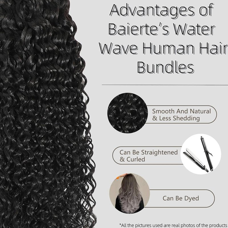Water Wave Human Hair Bundles - 100% Unprocessed Double Weft Extensions | Curly 20 Inch for Black Women
