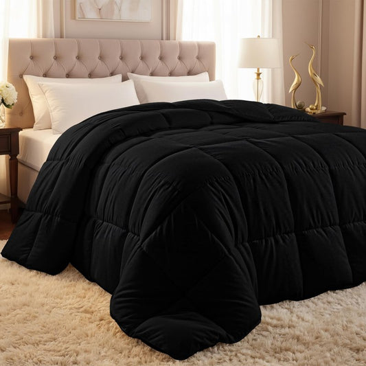 Utopia Bedding Twin Comforter Duvet Insert, Quilted Black Comforter with Corner Tabs, Box Stitched Down Alternative Comforters Twin Size 64 x 88 inches