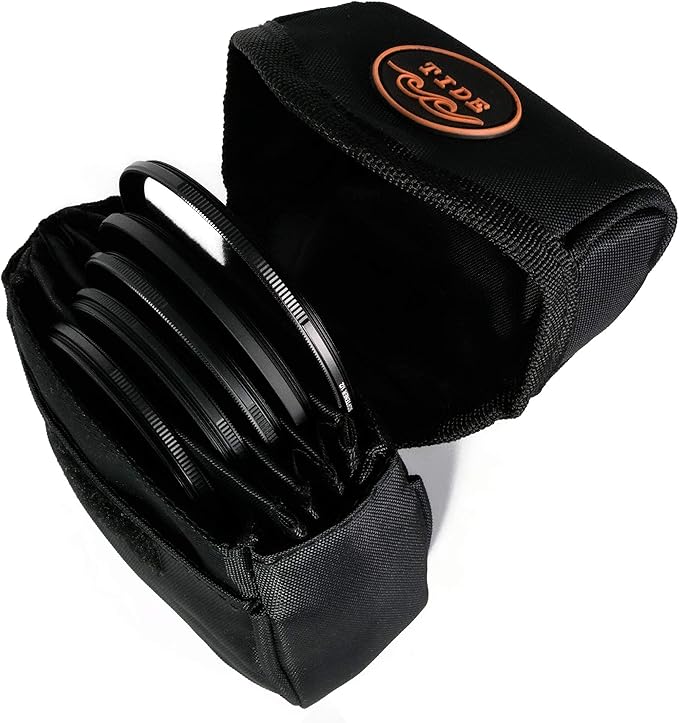Tide Optics Lens Filter Pouch | Holds 5 Filters Up to 86mm | Water & Dust Resistant Durable Protective Case with Removable Inner Lining