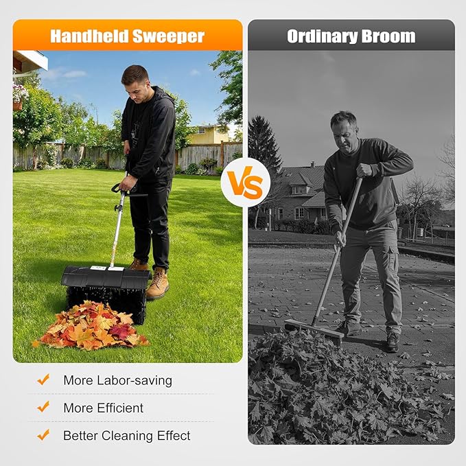 Handheld Sweeper, 52cc 2 Stroke Engine 2.3HP Gasoline Powered Sweeper Broom Driveway Lawn Lawn Artificial Grass Power Brush Lawn Sweeper Cleaning Tools Gasoline Engine Powered Broomâ¦
