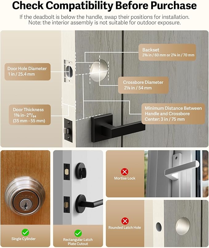 Lockin Venoris Smart Lock - Palm Vein & Fingerprint Keyless Entry Door Lock - 6 Unlock Methods - Built-in WiFi - Smart Home Compatible - No Monthly Subscription - 7-Month Battery Life