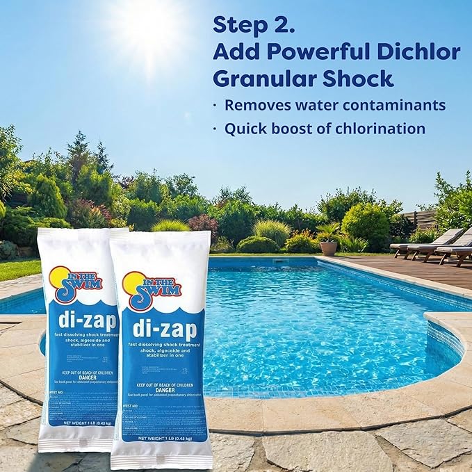 In The Swim Opening Kit and Chlorine Bundle - Pre-Measured Opening Kit for Easy Use - 50 Pound Bucket of 3-Inch Stabilized Chlorine Tablets - for Inground and Above Ground Pools Up to 35,000 Gallons