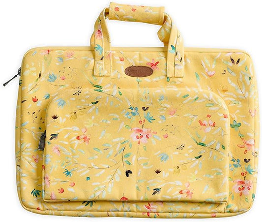 Maison d'Hermine Laptop Bag with Pocket Upto 15.5 inch Stain and Water Repellent Cotton Canvas Spring Summer (Colmar - Yellow)