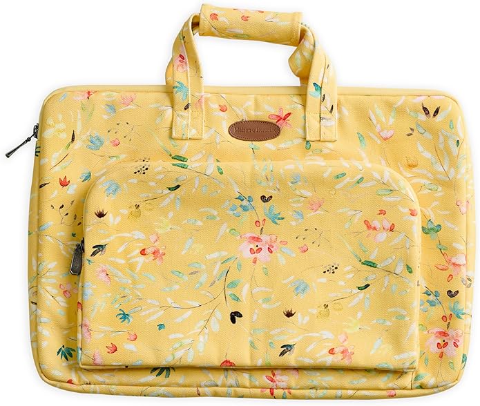 Maison d'Hermine Laptop Bag with Pocket Upto 13.5 inch Stain and Water Repellent Cotton Canvas Spring Summer (Colmar - Yellow)