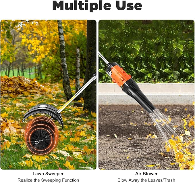Sweeper Broom Gas Powered, 52CC 2.3HP 2-Stroke Handheld Sweeping Broom with Blower, Snow Driveway Turf Lawn Outdoor Artificial Brush Lawn Sweeper Cleaner Tool