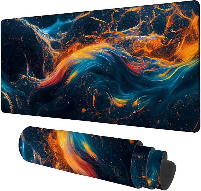 NITAHHHY Gaming Desk Pad Large Extra Length Abstract Colorful Art Mouse Pad Keyboard Laptop Non-Slip Waterproof with Rubber Base Thick Stitched Edge Mouse Mat for Office Home 35.4 x 15.7 Inches