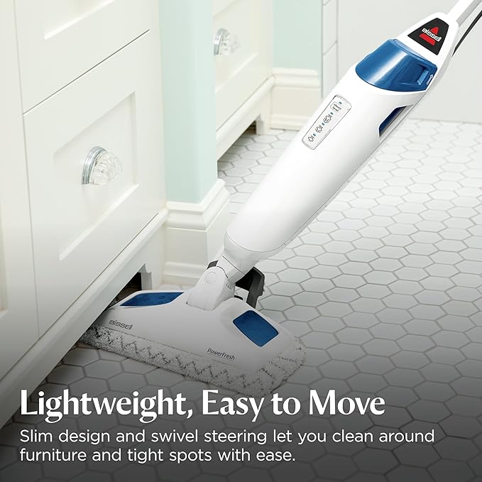 BISSELL Steam Mop 1940A PowerFresh Floor Steam Cleaner for Hard Wood & Tile with Natural Sanitization, Easy Scrubber, Variable Steam, 12” Cleaning Path