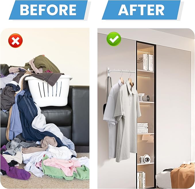 Mooche Swing Clothes Hanger Rack, Garment Racks Folding Clothes Bar Wall Mounted, 180°Rotation Laundry Drying Rack 304 Stainless Steel Space Saving for Laundry Room Bedroom Balcony, 11.93" Long