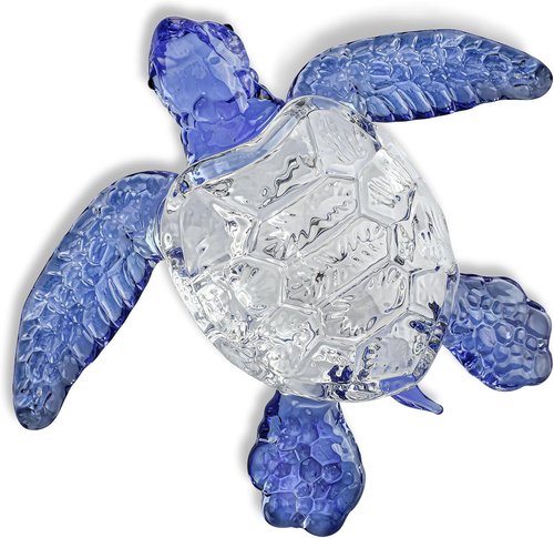 HDCRYSTALGIFTS Handmade Crystal Sea Turtle Figurine - Art Glass Ocean Sculpture | 5-Inch Blue Collectible Gift for Women