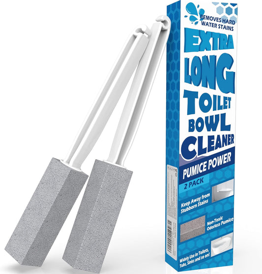 Skiennix Pumice Stone Set - Extra Long Handle for Effective Toilet Cleaning | 2 Pack