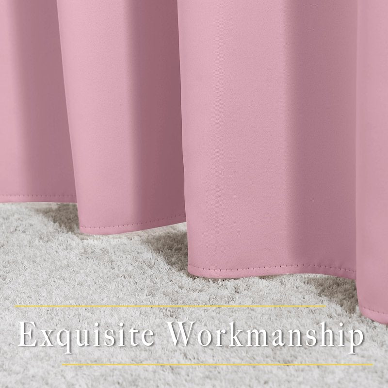 NICETOWN Room Darkening Bedroom Curtains 63 inches Long, Window Treatment Thermal Insulated Solid Grommet Voice Reducing Drapes for Kids Room, Crystal Pink, Set of 2, W46 x L63